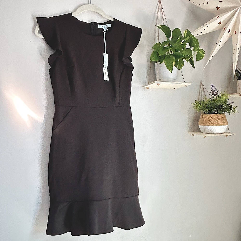 🩷NWT SHE AND SKY LITTLE BLACK DRESS FLOUNCE HEM MINI DRESS DANCE TRENDING